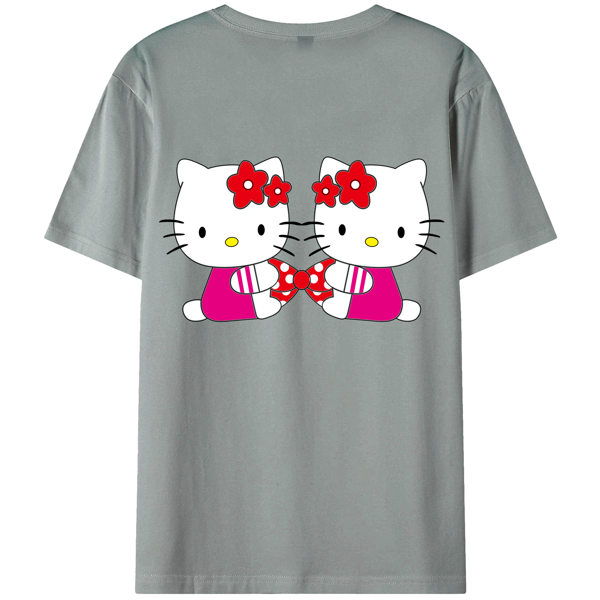 （画像用） Hello Kitty ハローキティ 綿100％ メンズ半袖Tシャツ（バックプリント） 通気性